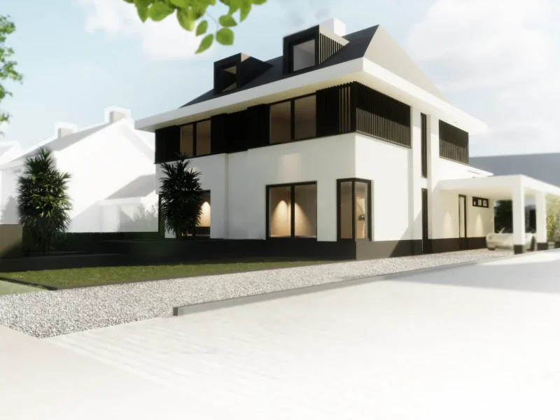 LEF3D modern villa render_Villa 11B Perspectief straatzijde copy
