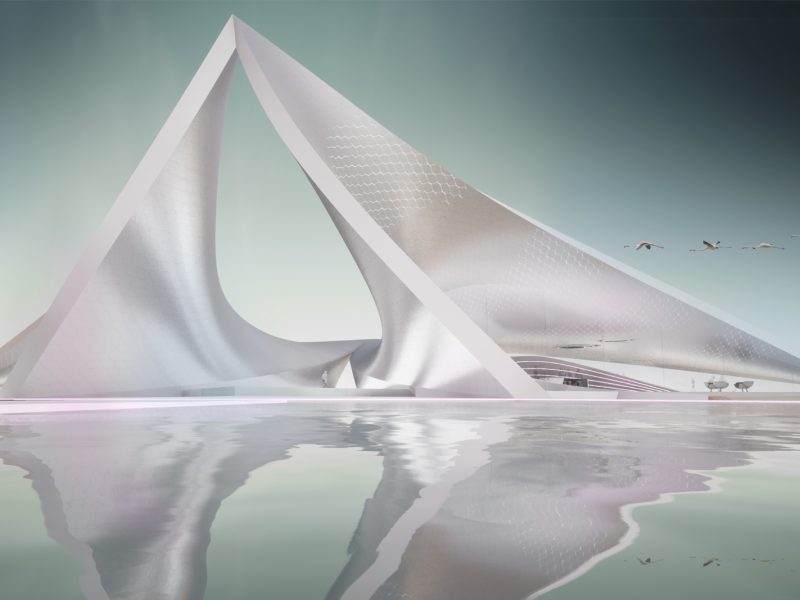 white futuristic building